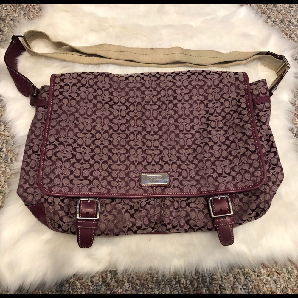 Coach briefcase crossbody tote purple